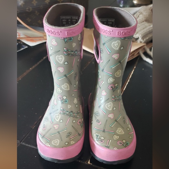 BOGS Kids' Gray Boots with Pink Accents Size 10 Toddler - Picture 4 of 4